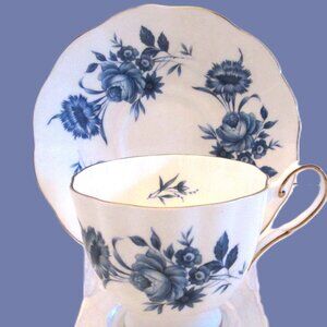 Sandringham (3 sets available) blue & milk white bone china teacup & saucers